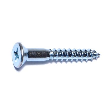 Midwest Fastener Wood Screw, #9, 1-1/4 in, Zinc Plated Steel Flat Head Phillips Drive, 100 PK 02568